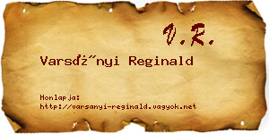 Varsányi Reginald névjegykártya